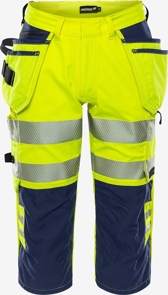 301056-171-C44 Fristads Hogezichtbaarheids 3/4 broek klasse 2 2666 GSTP mt.C44 Hi-Vis Geel/Marineblauw