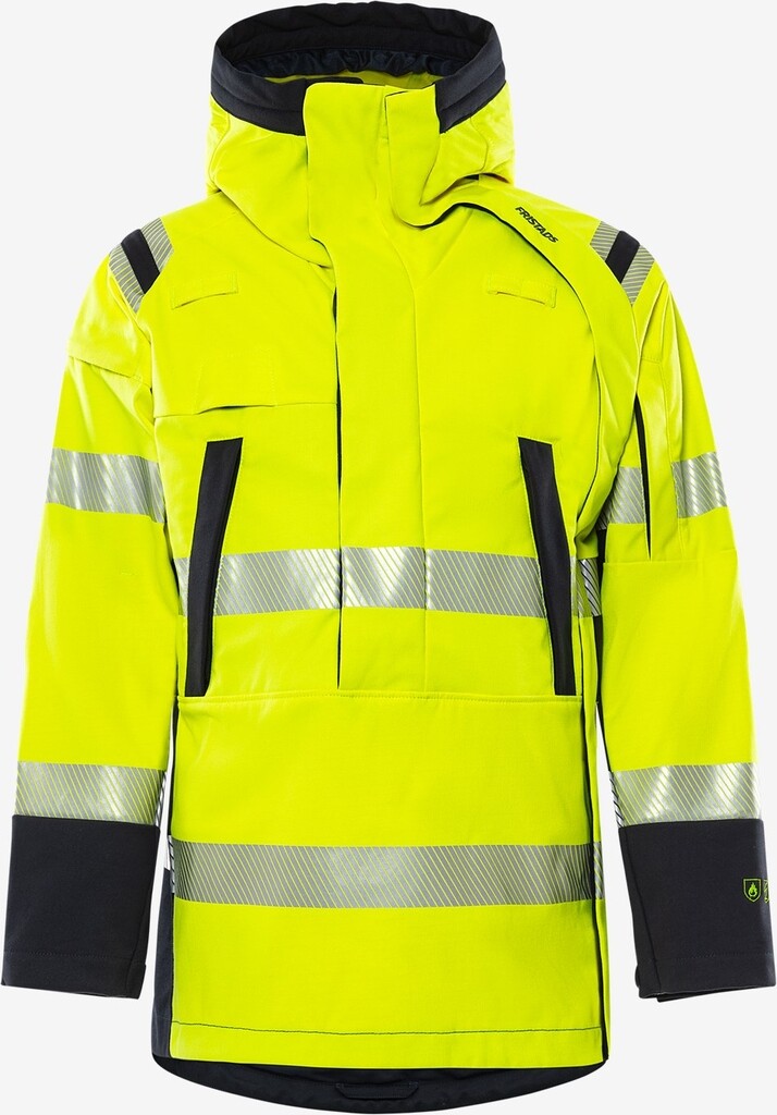 300561-171-2XL Fristads Flamestat high vis softshell anorak klasse 3 4019 FSS mt.2XL Hi-Vis Geel/Marineblauw