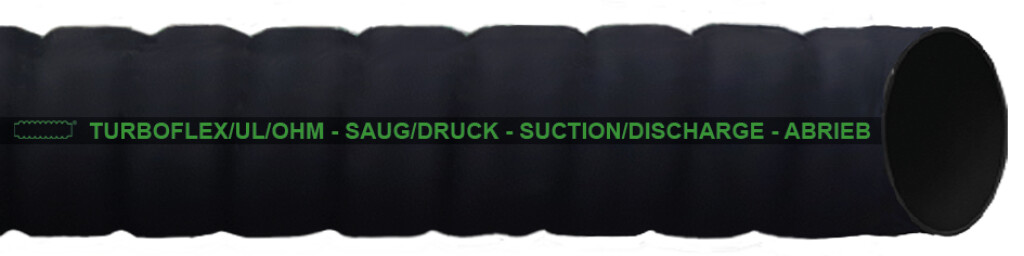 TURBOFLEx/UL/OHM 51x62mm slijtvaste rubberen zuig/persslang gegolfd met stalen spiraal
