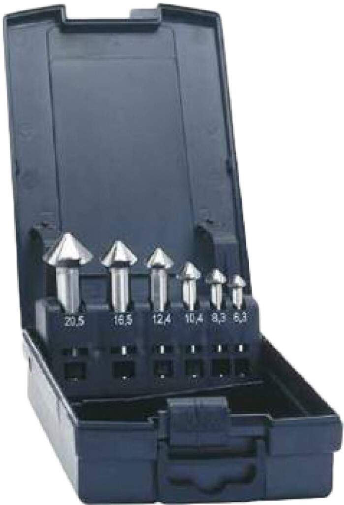 IPV121.C002 IP-V HSS-E Verzinkfrezenset 6,3/8,3/10,4/12,4/16,5/20,5mm Rotastop schacht in kunststof cassette (6-dlg)