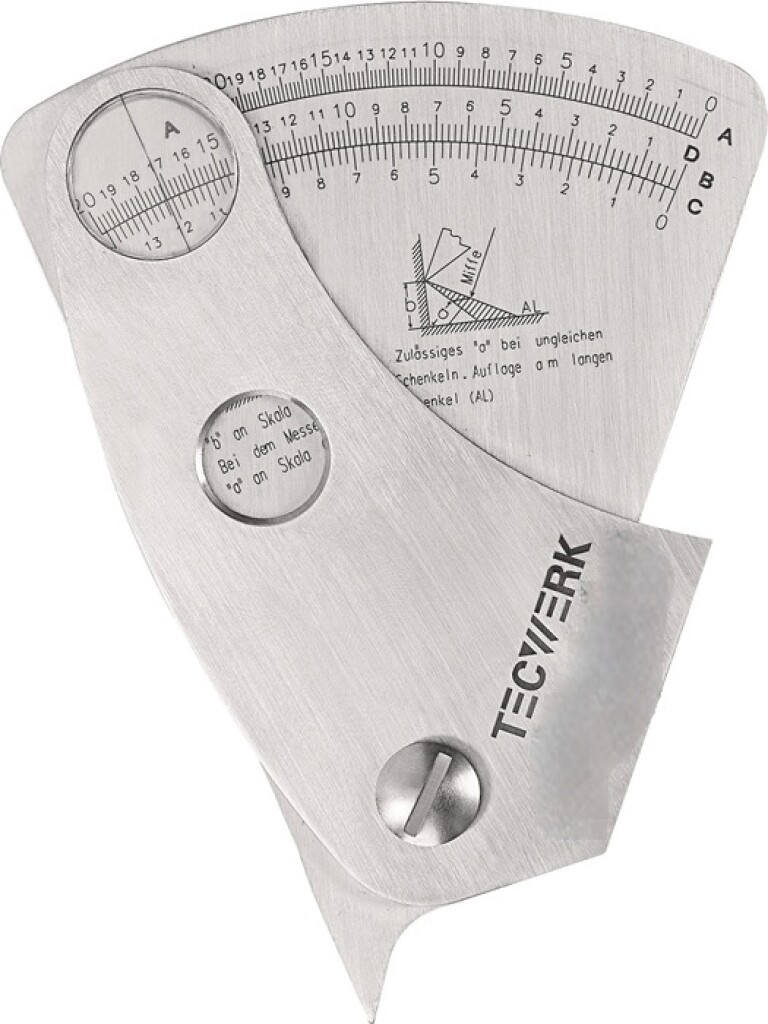 2000851458 Tecwerk Speciaal lasnaadsjabloon voor het meten van hoeklassen, afleesnauwkeurigheid 0,1mm